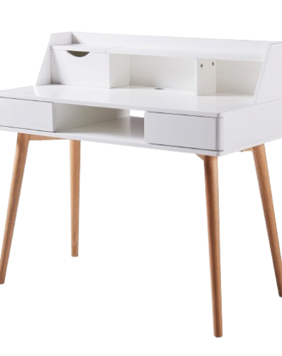 White Study Computer, Wooden Office Desk