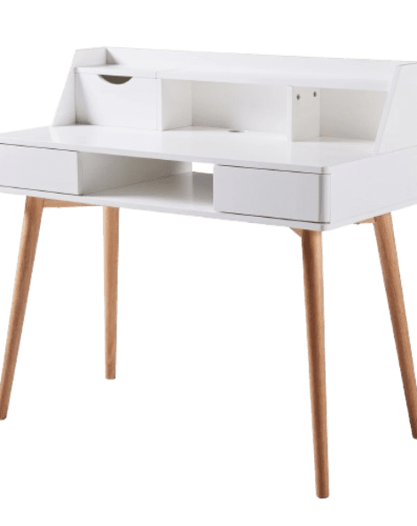 White Study Computer, Wooden Office Desk