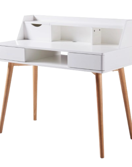 White Study Computer, Wooden Office Desk