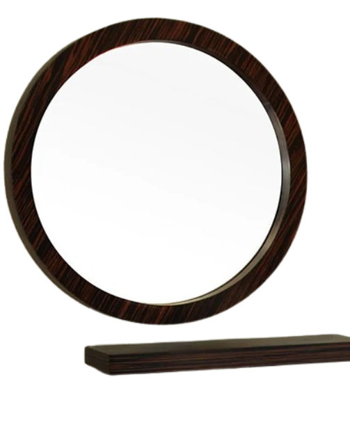 Wood Frame Round Wall Mirror